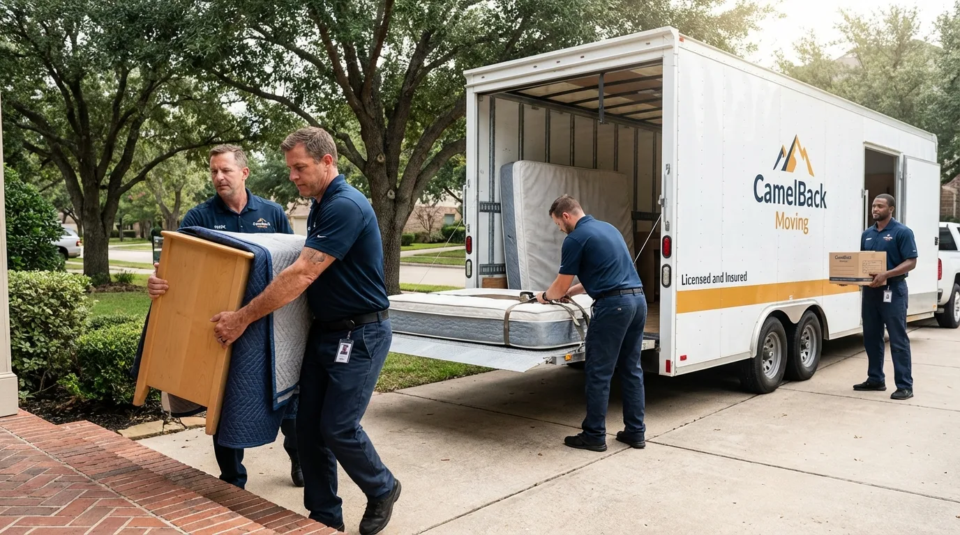 Crew loading residential truck for cross-state move from Maynard, MA