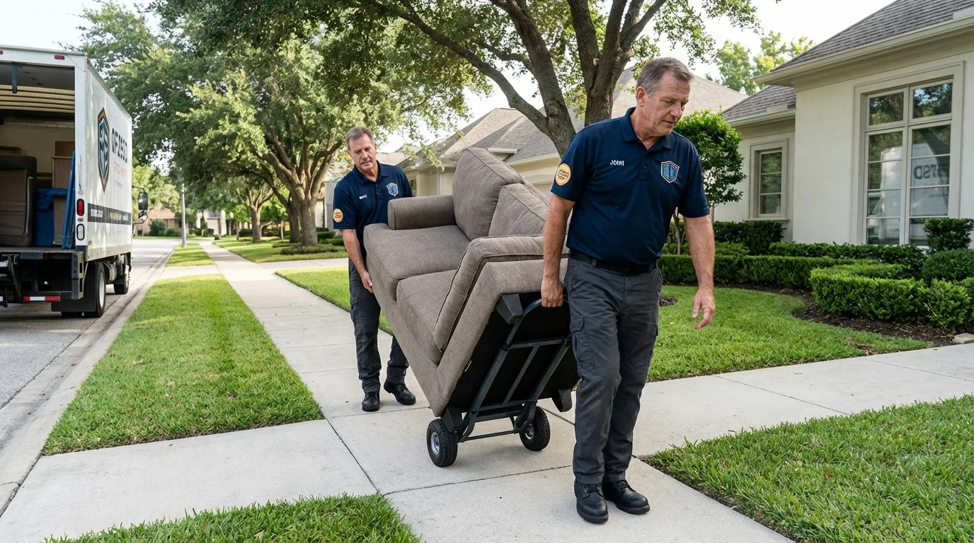 Local residential moving crew loading furniture in Maynard, MA